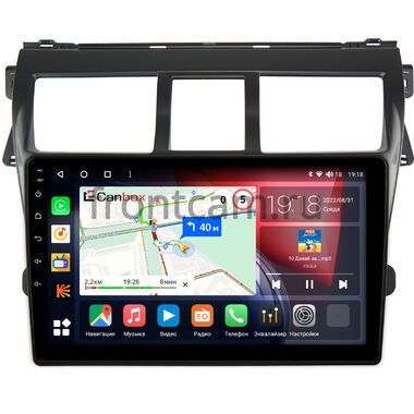 Toyota Belta, Vios, Yaris sedan (2005-2012) (черная, матовая) Canbox H-Line 4196-9-402 на Android 10 (4G-SIM, 6/128, DSP, QLed)