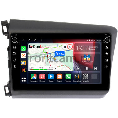 Honda Civic 9 4D (2011-2015) (левый руль, седан) Canbox H-Line 7804-9166 на Android 10 (4G-SIM, 6/128, DSP, IPS) С крутилками