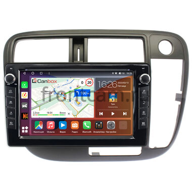 Honda Civic 6 (1995-2000) (с кондиционером, правый руль) Canbox H-Line 7822-9-226 Android 10 (4G-SIM, 4/32, DSP, IPS) С крутилками