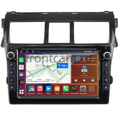 Toyota Belta, Vios, Yaris sedan 2005-2012 (черная, матовая) Canbox H-Line 7822-9-402 на Android 10 (4G-SIM, 4/32, DSP, IPS) С крутилками