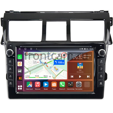 Toyota Belta, Vios, Yaris sedan (2005-2012) (черная, глянцевая) Canbox H-Line 7822-9-403 на Android 10 (4G-SIM, 4/32, DSP, IPS) С крутилками