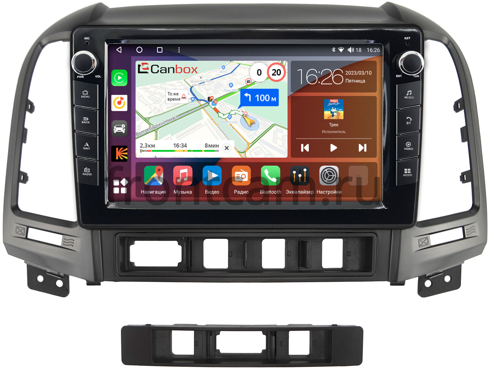 Штатная магнитола Hyundai Santa Fe 2 (2005-2012) Canbox H-Line 7822-9052 на  Android 10 (4G-SIM, 4/32, DSP, IPS) С крутилками Купить в городе  Санкт-Петербург