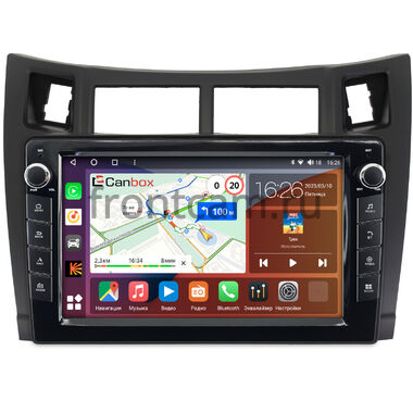 Toyota Vitz 2 (XP90), Yaris 2 (2005-2012) (черная, матовая) Canbox H-Line 7824-9122 Android 10 (4G-SIM, 6/128, DSP, IPS) С крутилками