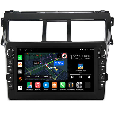 Toyota Belta, Vios, Yaris sedan 2005-2012 (черная, глянцевая) Canbox M-Line 7831-9-403 на Android 10 (4G-SIM, 2/32, DSP, IPS) С крутилками