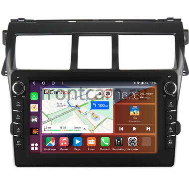 Toyota Belta, Vios, Yaris sedan 2005-2012 (черная, матовая) Canbox H-Line 7832-9-402 на Android 10 (4G-SIM, 4/32, DSP, IPS) С крутилками