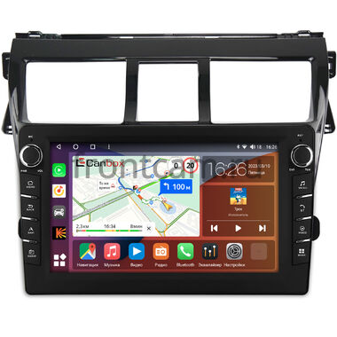 Toyota Belta, Vios, Yaris sedan 2005-2012 (черная, глянцевая) Canbox H-Line 7832-9-403 на Android 10 (4G-SIM, 4/32, DSP, IPS) С крутилками