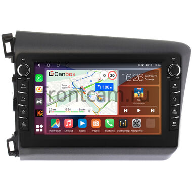 Honda Civic 9 4D (2011-2015) (левый руль, седан) Canbox H-Line 7833-9166 на Android 10 (4G-SIM, 4/64, DSP, IPS) С крутилками