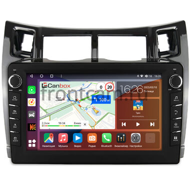 Toyota Vitz 2 (XP90), Yaris 2 (2005-2012) (черная, глянцевая) Canbox H-Line 7834-9-172 Android 10 (4G-SIM, 6/128, DSP, IPS) С крутилками