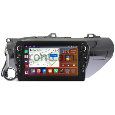 Toyota Hilux 8 (2015-2024) (руль слева) Canbox H-Line 7837-1056 на Android 10 (4G-SIM, 4/64, DSP, QLed) С крутилками (для любой комплектации)