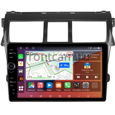 Toyota Belta, Vios, Yaris sedan (2005-2012) (черная, матовая) Canbox H-Line 7843-9-402 на Android 10 (4G-SIM, 4/64, DSP, QLed)