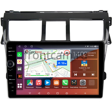 Toyota Belta, Vios, Yaris sedan 2005-2012 (черная, глянцевая) Canbox H-Line 7843-9-403 на Android 10 (4G-SIM, 4/64, DSP, QLed)