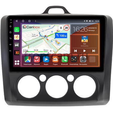 Ford Focus 2 2007-2011 (черная, авто с кондиционером) Canbox H-Line 3792-9-0526 на Android 10 (4G-SIM, 4/64, DSP, QLed)