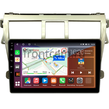 Toyota Belta, Vios, Yaris sedan 2005-2012 (золотая) Canbox H-Line 4166-9068 на Android 10 (4G-SIM, 4/32, DSP, QLed)