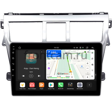 Toyota Belta, Vios, Yaris sedan 2005-2012 (серебряная) Canbox H-Line 5197-9-1656 на Android 14 (4G-SIM, 8/128, DSP, QLed)