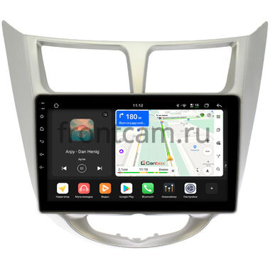 Hyundai Solaris, Accent 4 2010-2019 (серебро) Canbox H-Line 5196-9270 на Android 14 (4G-SIM, 6/128, DSP, QLed)