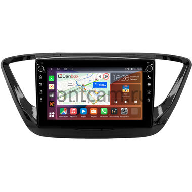 Hyundai Solaris 2 2017-2020 (черная, глянцевая) Canbox H-Line 7802-9-0157 на Android 10 (4G-SIM, 4/32, DSP, IPS) С крутилками