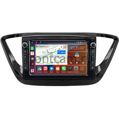 Hyundai Solaris 2 2017-2020 (черная, глянцевая) Canbox H-Line 7823-9-0157 на Android 10 (4G-SIM, 4/64, DSP, IPS) С крутилками