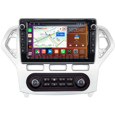 Ford Mondeo 4 (2006-2010) (серебро) Canbox H-Line 7826-1016 встроенный климат на Android 10 (4G-SIM, 4/32, DSP, QLed) С крутилками