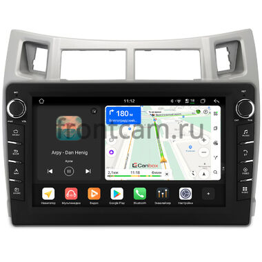 Toyota Vitz 2 (XP90), Yaris 2 2005-2012 (серебряная) Canbox H-Line 8834-9-100 на Android 14 (4G-SIM, 6/128, DSP, IPS) С крутилками