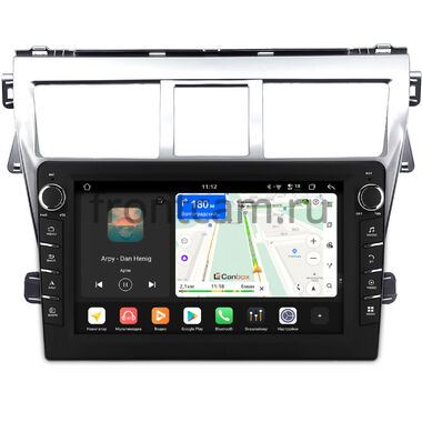 Toyota Belta, Vios, Yaris sedan 2005-2012 (серебряная) Canbox H-Line 8834-9-1656 на Android 14 (4G-SIM, 6/128, DSP, IPS) С крутилками