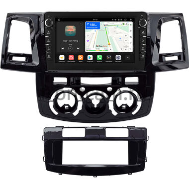Toyota Fortuner, Hilux 7 2004-2015 (черная, глянцевая) Canbox H-Line 8834-9-2212 на Android 14 (4G-SIM, 6/128, DSP, IPS) С крутилками