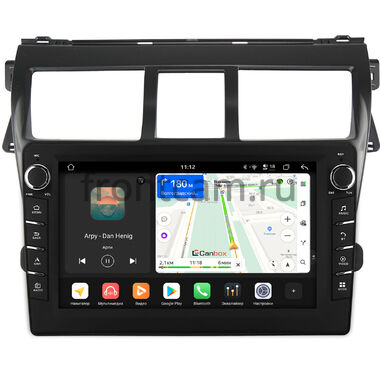 Toyota Belta, Vios, Yaris sedan 2005-2012 (черная, матовая) Canbox H-Line 8834-9-402 на Android 14 (4G-SIM, 6/128, DSP, IPS) С крутилками