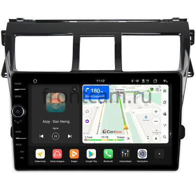 Toyota Belta, Vios, Yaris sedan 2005-2012 (черная, глянцевая) Canbox H-Line 8845-9-403 на Android 14 (4G-SIM, 8/128, DSP, QLed)