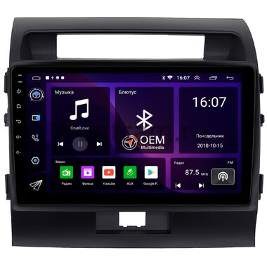 Toyota Land Cruiser 200 2007-2015 (для авто без NAVI, черная матовая) OEM RK10-010-1 на Android 10 IPS