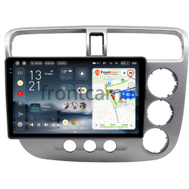 Honda Civic 7 2000-2006 (для авто с климат-контролем, правый руль, глянцевая, серебряная) Teyes CC4 Pro 2K 8/128 9.5 дюймов RM-9-2720 на Android 13 (4G-SIM, DSP, QLed, AI)