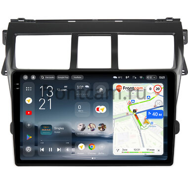 Toyota Belta, Vios, Yaris sedan 2005-2012 (черная, матовая) Teyes CC4 2K 8/128 9.5 дюймов RM-9-402 на Android 14 (4G-SIM, DSP, QLed, AI)