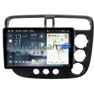 Honda Civic 7 2000-2006 (для авто с климат-контролем, правый руль, глянцевая, черная) Teyes CC4 Pro 2K 8/128 9.5 дюймов RM-9206 на Android 13 (4G-SIM, DSP, QLed, AI)