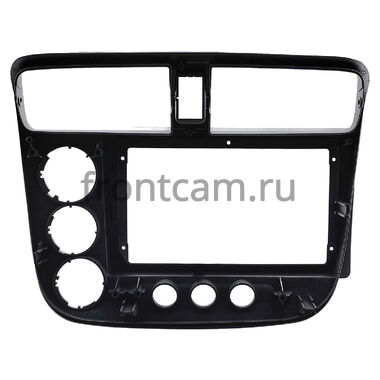 Рамка RM-9-2720 под магнитолу 9 дюймов для Honda Civic 7 2000-2006 (для авто с климат-контролем, правый руль, глянцевая, серебренная)