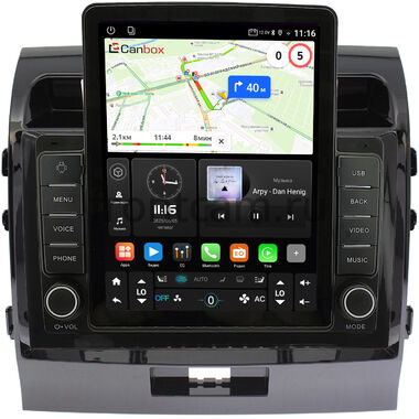 Toyota Land Cruiser 200 2007-2015 (Тип D, для авто без NAVI, черная глянцевая) Canbox GTR095-1004 на Android 10 (QLed, 4/64, DSP, CarPlay)