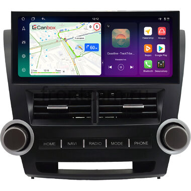 Toyota Highlander 2 (U40) 2007-2013 12.3 дюйма Canbox H-Line 4412-0855 на Android 14 (4G-SIM, 8/128, DSP, QLed) Lexus Style