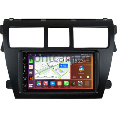 Toyota Belta, Vios, Yaris sedan 2005-2012 (черная) Canbox H-Line 6515-RP-11-402-440 на Android 14 (4G-SIM, 8/128, DSP, IPS)