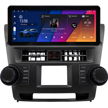 Toyota Highlander 2 (U40) 2007-2013 (Вид 2, с часами) 12.3 дюйма Canbox M-Line 7711-0531 на Android 10 (4G-SIM, 4/64, DSP, QLed) Audi Style