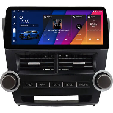 Toyota Highlander 2 (U40) 2007-2013 12.3 дюйма Canbox H-Line 7813-0855 на Android 10 (4G-SIM, 4/32, DSP, QLed) BMW Style