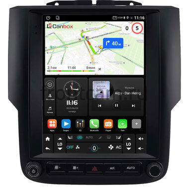 Dodge RAM 4 (DS/DJ) 2013-2023 Canbox (Tesla style) 9.7 дюймов 2/32 GT096-1312-242 на Android 10 (QLed, DSP, CarPlay)