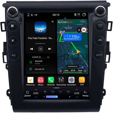 Ford Mondeo 5 2014-2022, Fusion 2 (North America) 2012-2016 (для авто с климат-контролем) Canbox H-Line (Tesla style) 9.7 дюймов 4/64 6622-1312-268 на Android 14 (4G-SIM, DSP, QLed)