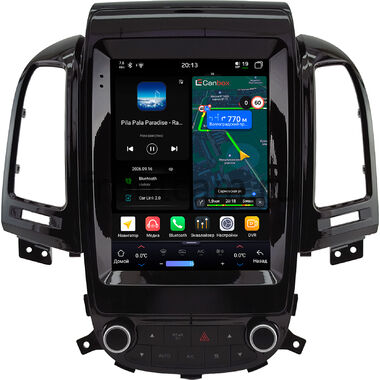 Hyundai Santa Fe 2 2005-2012 (глянцевая, авто с климат контролем) Canbox H-Line (Tesla style) 9.7 дюймов 4/64 6622-1312-296 на Android 14 (4G-SIM, DSP, QLed)