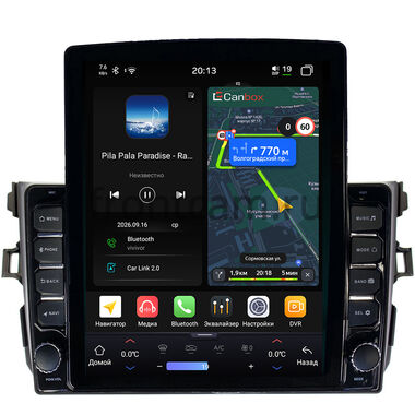 Toyota Corolla (E150) 2006-2013 (черная, без воздуховодов) Canbox H-Line 6612-9094 на Android 14 (4G-SIM, 4/64, DSP, QLed, Tesla)