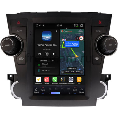 Toyota Highlander (U40) 2007-2013 (для авто без JBL) Canbox H-Line (Tesla style) 9.7 дюймов 4/64 6622-1312-264 на Android 14 (4G-SIM, DSP, QLed)