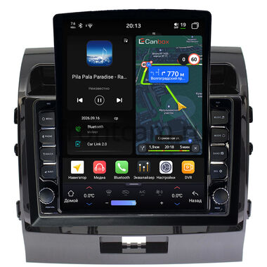 Toyota Land Cruiser 200 2007-2015 (Тип D, для авто без NAVI, черная глянцевая) Canbox H-Line 6613-1004 на Android 14 (4G-SIM, 6/128, DSP, QLed, Tesla)